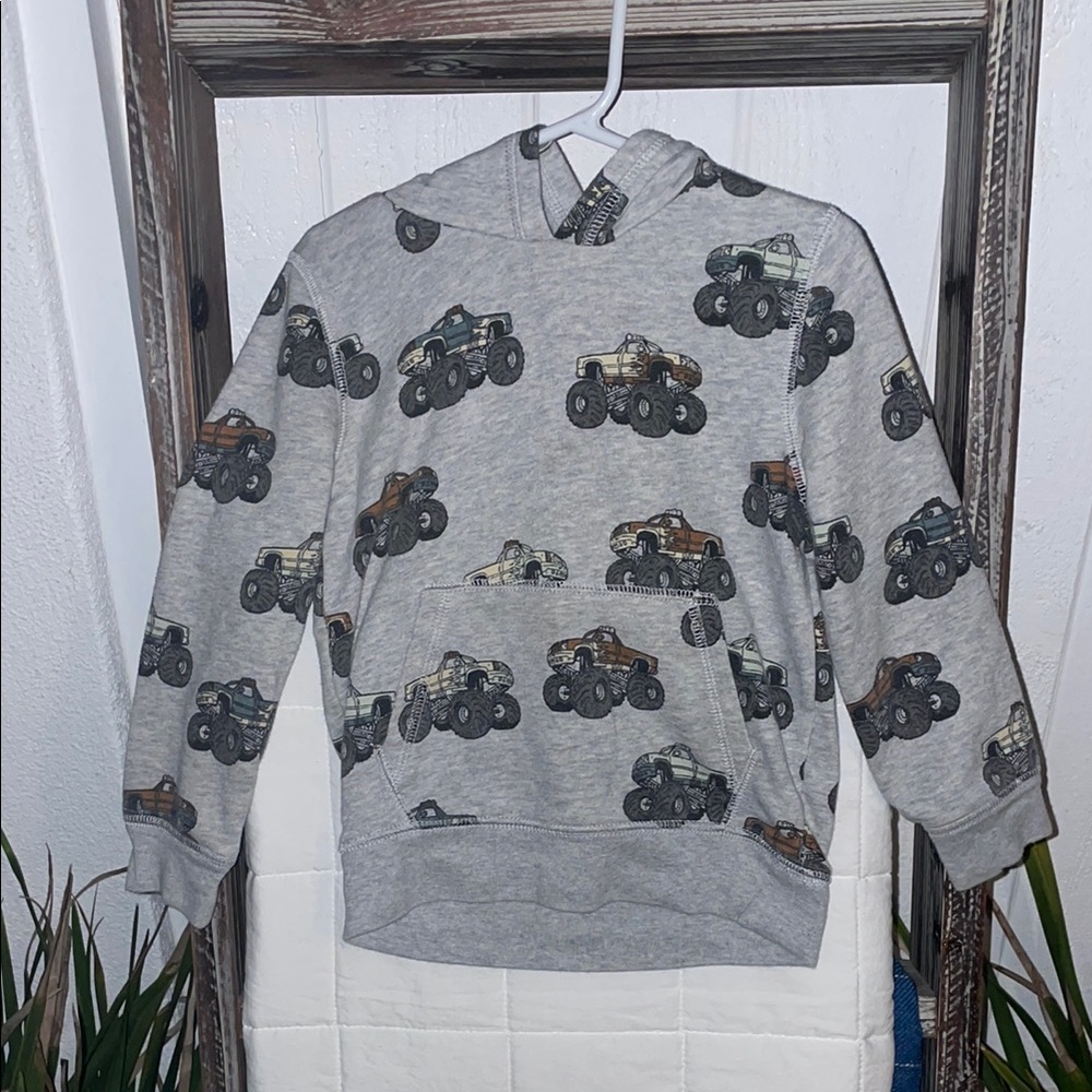 Gray Monster Truck Print Sweatshirt